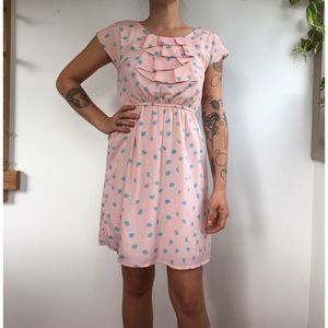 Vintage pink and teal butterfly dress